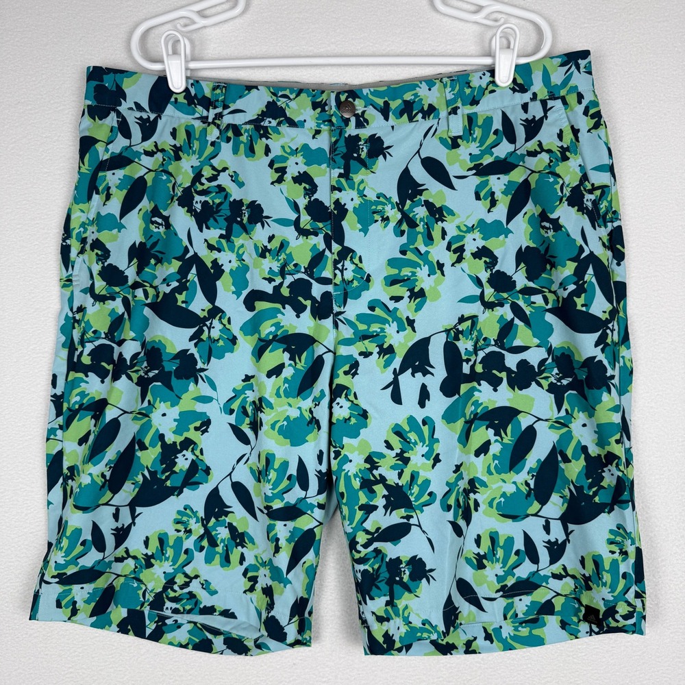 Adidas Golf Shorts Mens 40 Blue Green Floral Stretch Performance BC5716